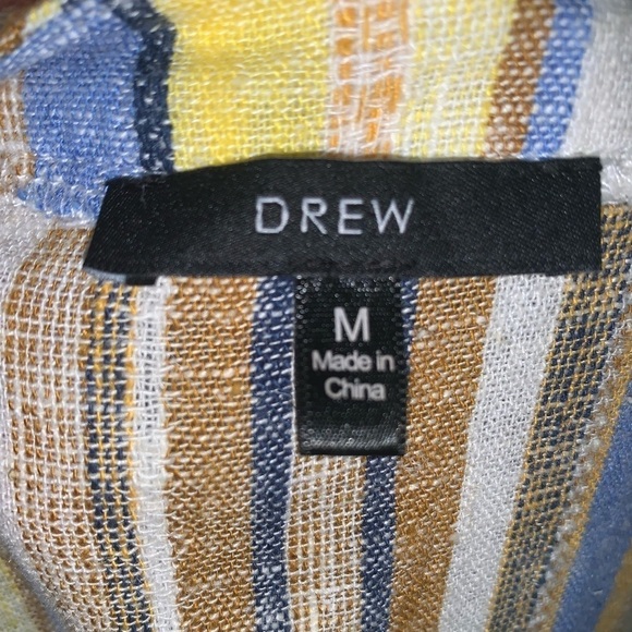 Anthropologie Drew Size Medium Striped Linen Blend Button Down Top Multi Color - Picture 3 of 6